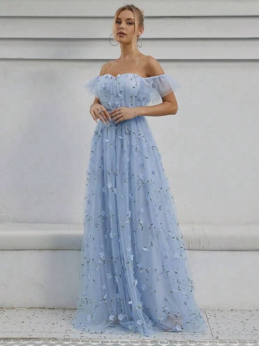 Women’s Elegant Floral Embroidered Formal Maxi Dress 3XL Fantasy Fairy Wedding *